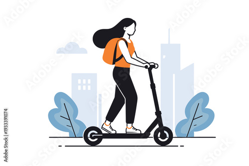 Simple composition scooter image text letters vector no electric icon white generation