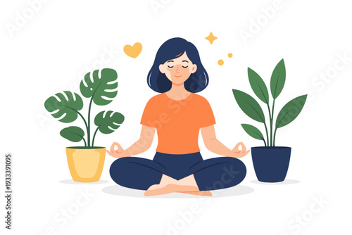Image no calm meditation generation person text vector simple mental icon health