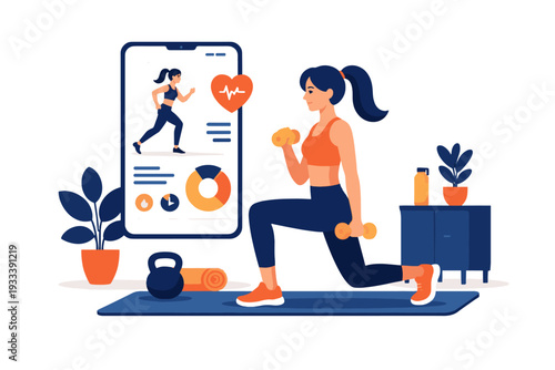 White icon workout fitness vector composition text home no generation letters simple