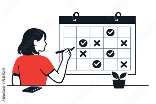 Letters composition tracking vector generation simple white calendar image no habit icon