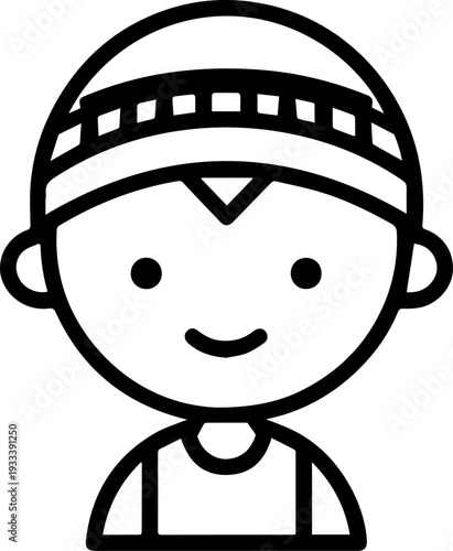 Smiling boy wearing traditional Muslim cap and kurta