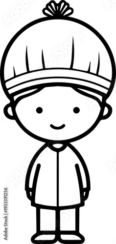 Smiling boy wearing traditional Muslim cap and kurta