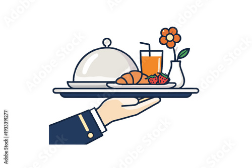 Vector simple text icon image hotel service letters composition white no generation