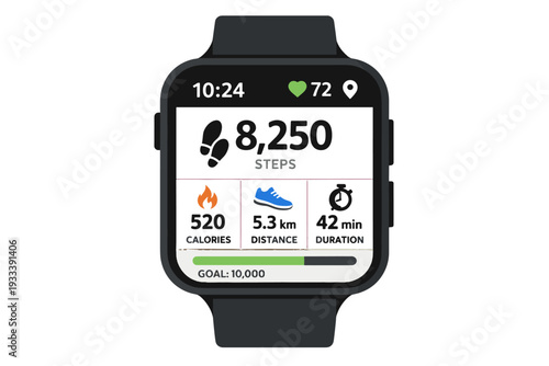 Isolated background smartwatch icon ui fitness vector tracking gradients image generation minimal