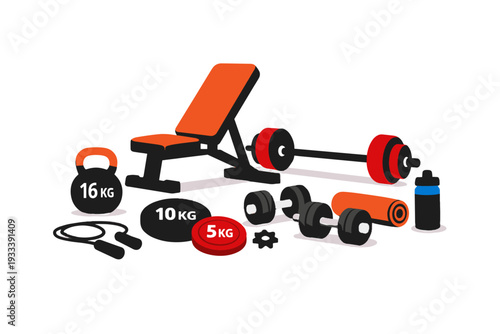 Style dumbbells clean gradients generation flat simple image vector colors isolated gym
