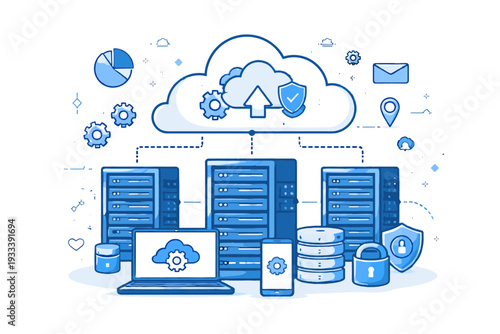 Simple computing image generation modern icon flat illustration palette style minimal vector