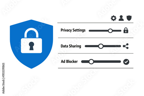 Minimal vector flat privacy settings interface style shield ui svg icon sliders