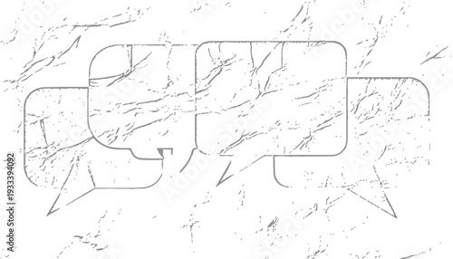 Grunge Speech Bubbles Overlay Representing Communication, Conversation and Chat on Textured Background.