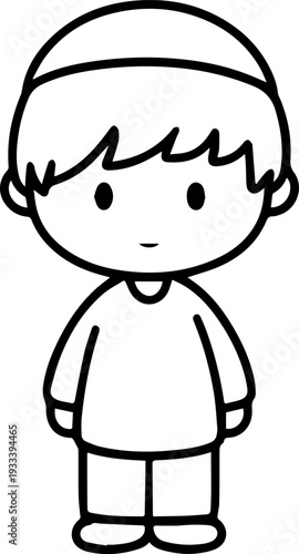 Smiling boy wearing traditional Muslim cap and kurta