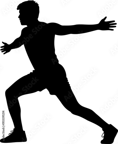 Kabaddi raider player with arms outstretched in action silhouette isolated on white background vector