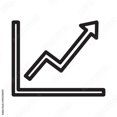 A simple line graph showing an upward trend with a fluctuating line and arrow pointing to the top right