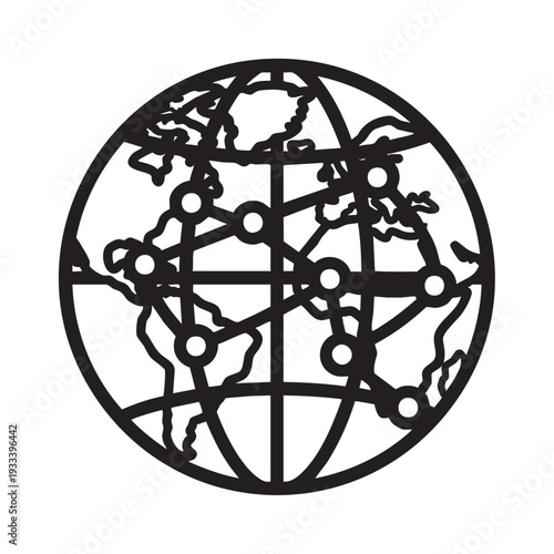 Global connections illustration showcasing international network and worldwide links in a minimalist graphic style