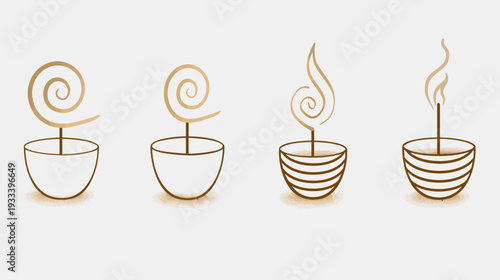 Sequential depiction of candles, showing the evolution of their flames, in warm hues