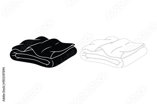 Folded blanket, one solid and one outline style