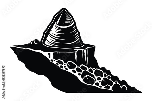 Geyser erupting from rocky terrain