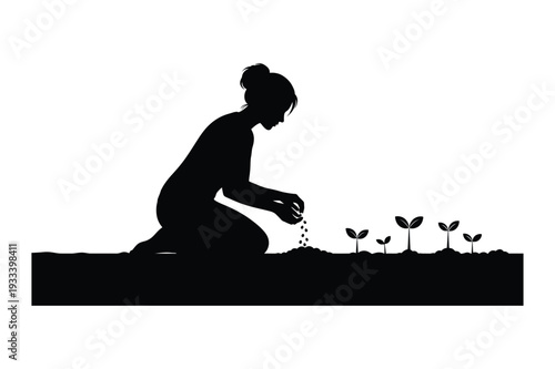 Woman Planting Seeds: Growth and New Beginnings