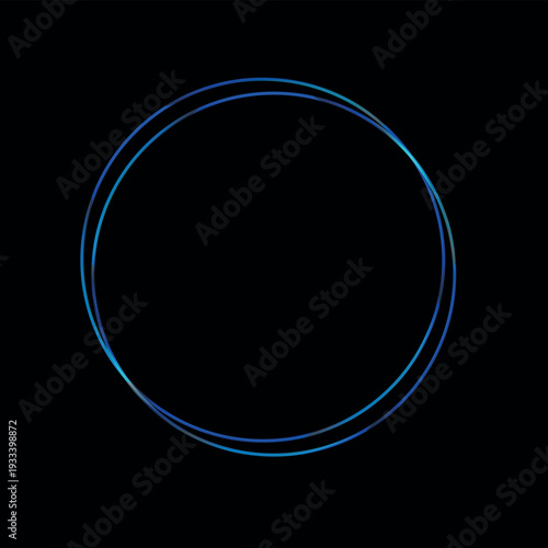 Frozen Glowing Blue 3d Neon Circular Light Frame Background, Futuristic abstract circle frame, cyber technology interfaces, science fiction portals, and cold energy effects.