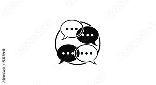 Simple minimalist chat speech bubbles conversation icon for communication social media or messaging app concept