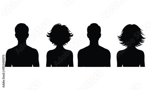Four anonymous silhouette profiles