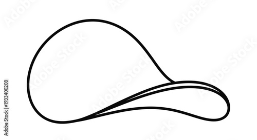 Simple line drawing of a baseball cap isolated on a white background