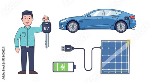 A tired man sits holding a small item, with morning routine objects like coffee, a grinder, and active wear surrounding him.