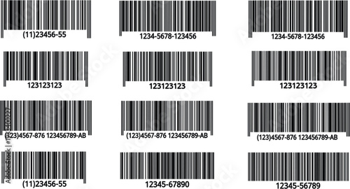 Large collection of black barcode label icons with numerical sequences for retail product identification and inventory management systems.