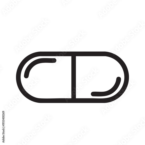 Simple black and white illustration of a capsule from a straightforward front view