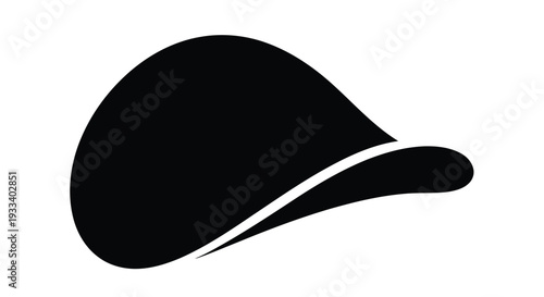 Simple black silhouette of a baseball cap against a plain white background