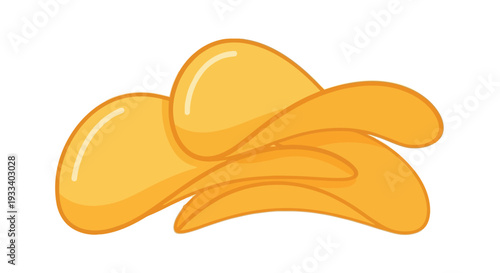 A small stack of golden yellow potato chips isolated on a white background