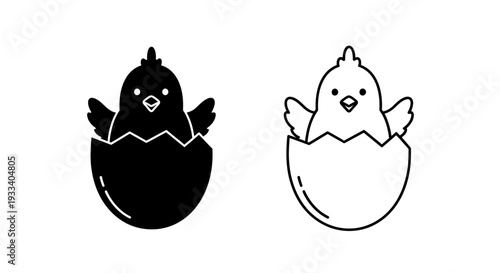 Cute baby chick hatching Vector