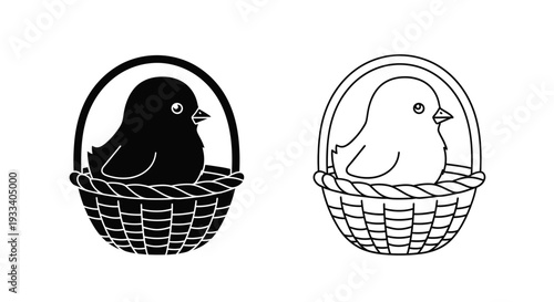 Two birds in baskets Vector