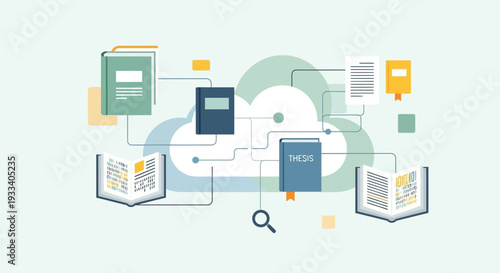 Cloud computing concept for digital library and online information archive.