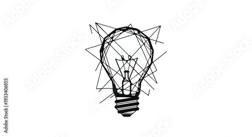 Business Innovation and Creative Solution Symbol: Lightbulb with Abstract Lines