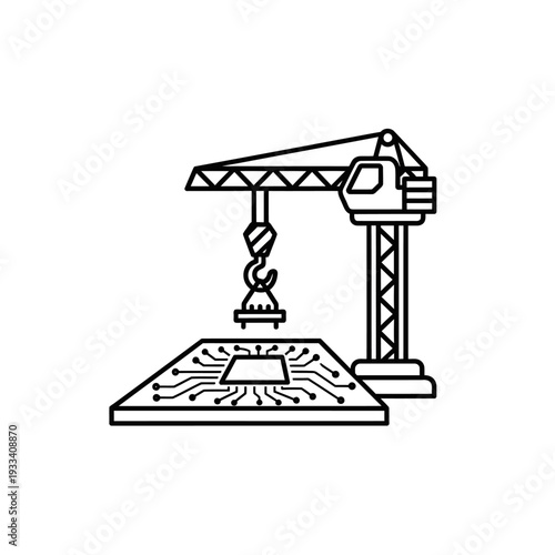 Crane Lifting Metal Object with Claw.