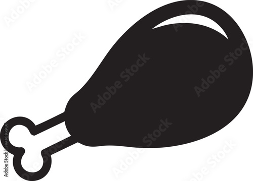 Black silhouette of a chicken leg with bone