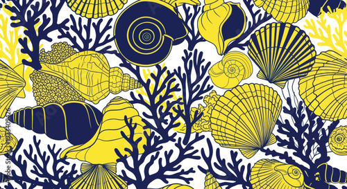 Oceanic Shells and Coral Pattern