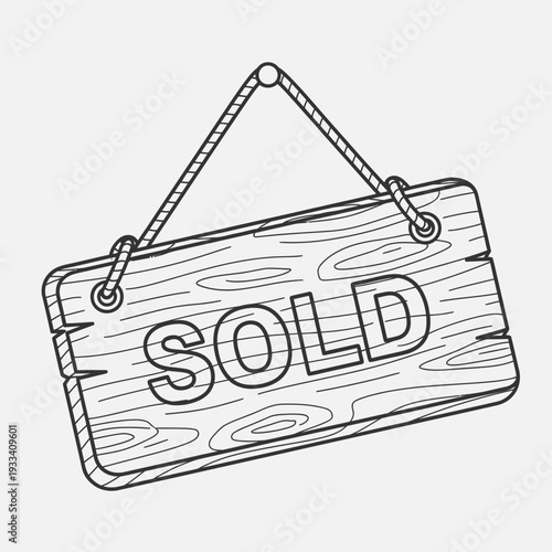Wooden Sign with SOLD Text.