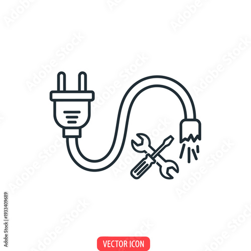 Electric Plug and Tools Icon.