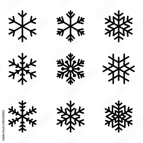 set of vector snowflakes cute design