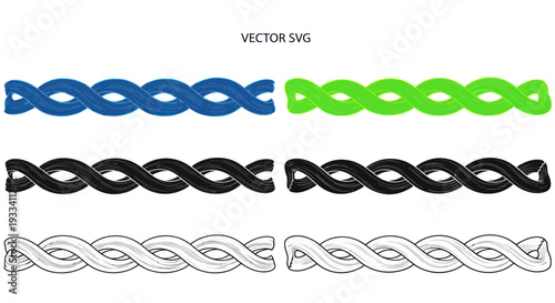 Braided Rope Border Elements in Blue, Green, Black, and White