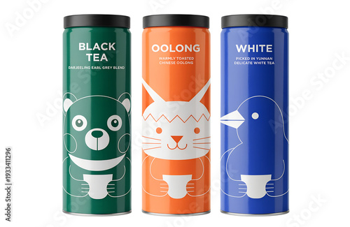 Adorable Animal Tea Canister Set - Black Tea, Oolong, White Tea 3-Pack Cute Bear Cat Bird Tins Airtight