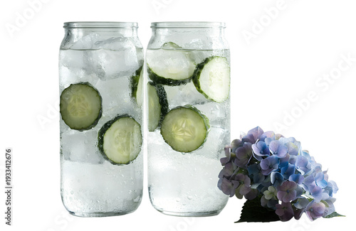 Refreshing Cucumber Infused Water - Detox Hydration Drink in Mason Jars with Fresh Slices