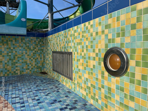 The pool is dirty, the empty dry pool is getting ready to be filled.