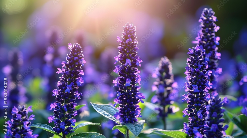Fototapeta premium Purple lavender flowers in sunlight