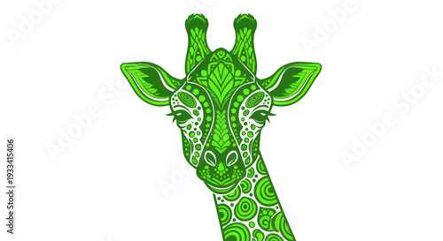 Green Giraffe Head Mandala Design