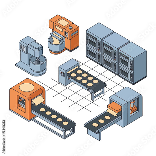 Industrial Bakery Production Line Equipment Machinery.