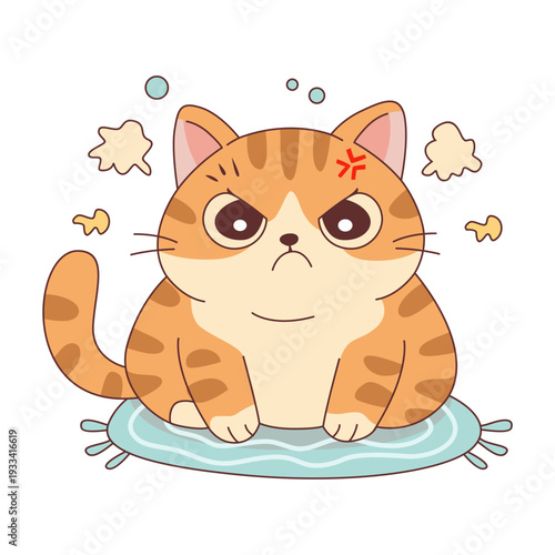 Cute Angry Orange Tabby Cat Cartoon Vector Illustration