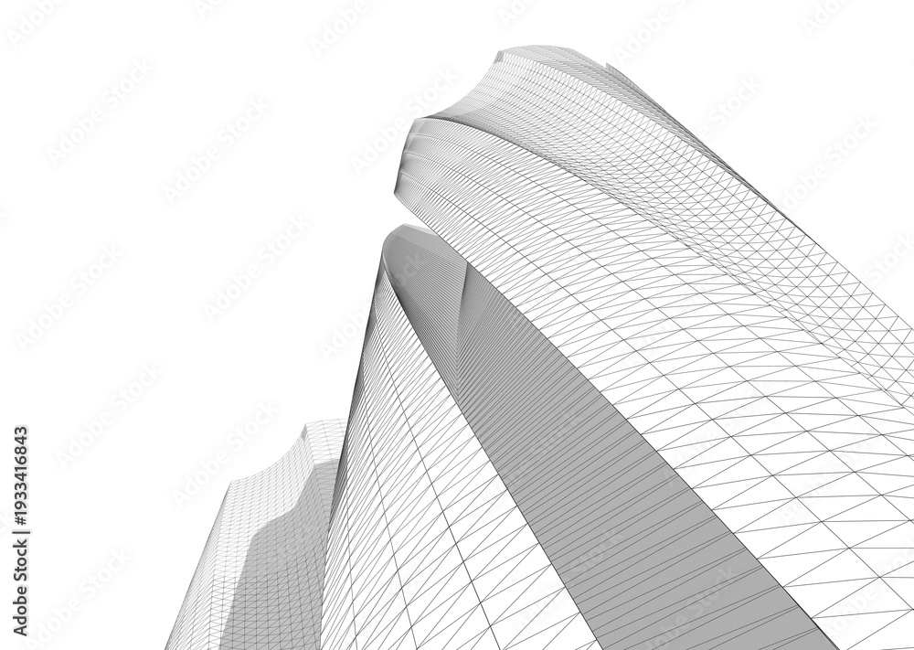 Fototapeta premium Architectural building abstract 3d illustration
