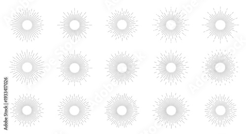 Sunburst Burst Line Art Graphic Elements Set