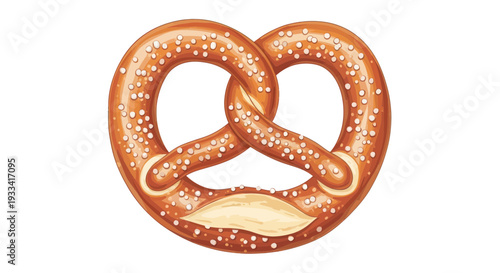 Fresh Baked Pretzel with Salt Crystals Isolated on White Background